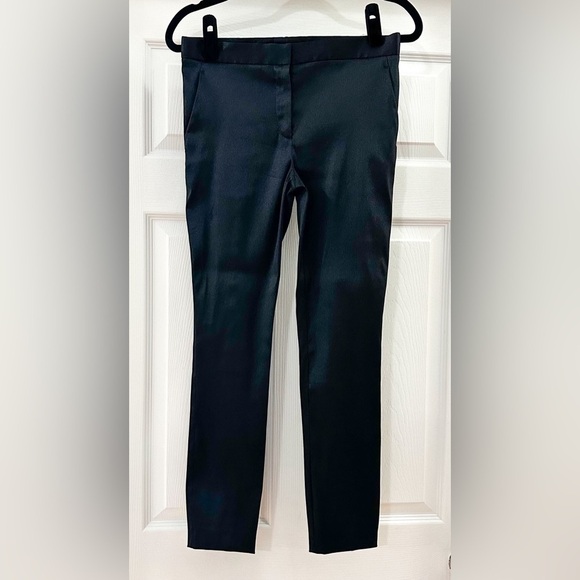 The Row Satin Stretch Slim Leg Ankle Pants Black Flat Front sz 2 - Picture 3 of 9